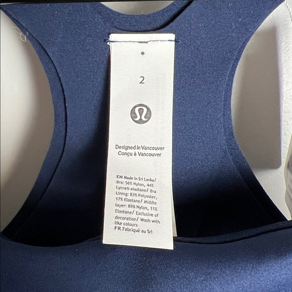 Lululemon Ultralu Square Neck Workout Bra Navy Size 2 B/C - Picture 5 of 6